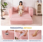 MAXYOYO Convertible Sofa Bed, 2 in 1 Folding Couch Bed for Small Space, Pull Out Loveseat Sofa Couch with Large Back Pillow, Plush Faux Fabric Lounge Couch for Living Room, Apartment, Pink