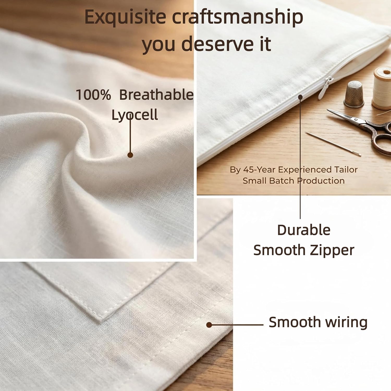 100% Lyocell Cashmere Sweater Storage Bags,Gift Set(2 Bag,2 Block) | Luxury Breathable Sweater Bag for Cashmere,Wool,18x15 inch,Garment Organizer for Closet & Travel,Small-Batch Handcrafted