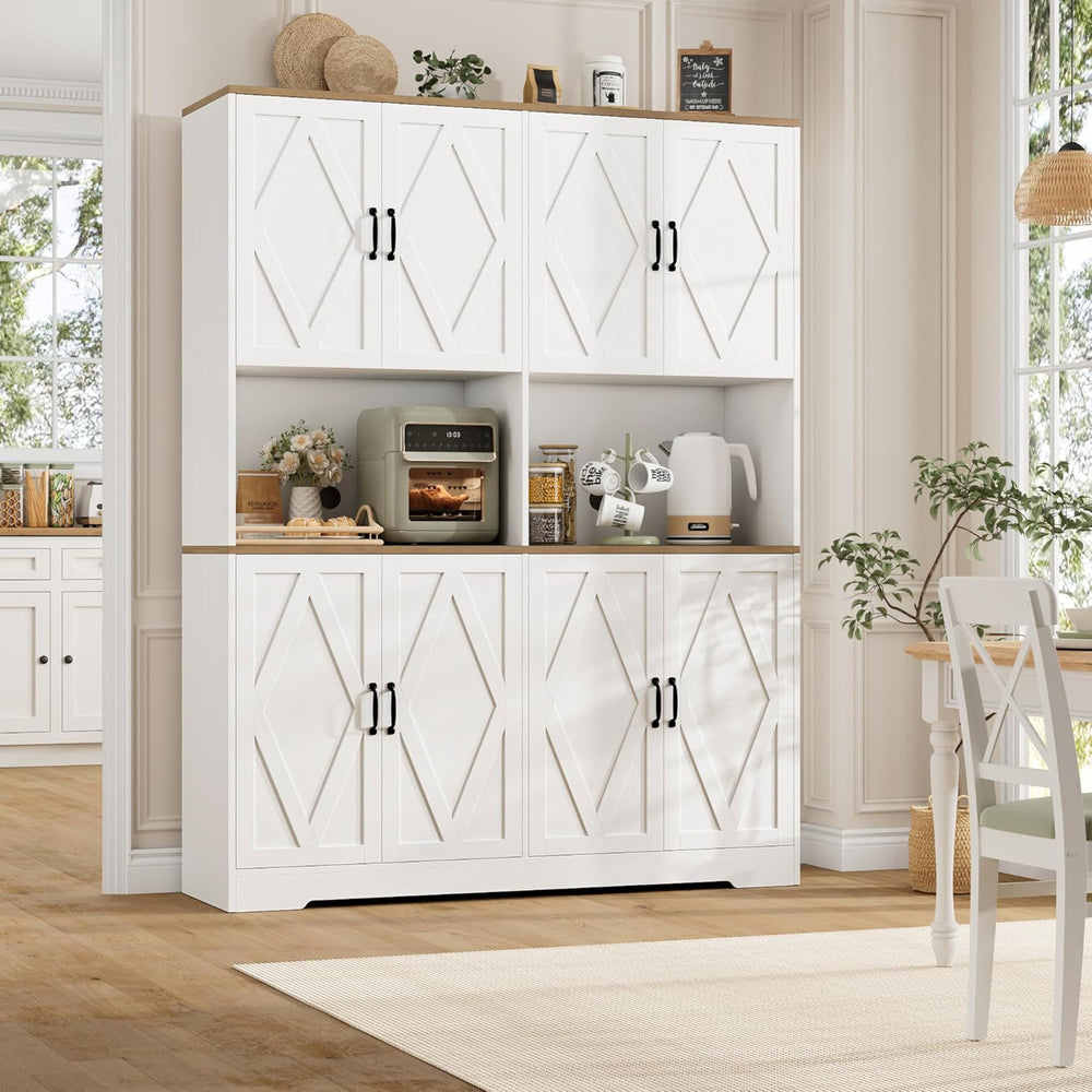 HOSTACK 71" Tall Pantry Cabinet, 55" Wide Kitchen Pantry Storage Ca...
