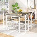 Recaceik Dining Table Set for 4 Wood Kitchen Table Chairs Set, 47 '' Farmhouse 5 Piece Dining Room Table Set, Space-Saving Dinette Set for Breakfast Nook, Apartment, Grey
