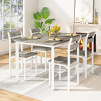 Recaceik Dining Table Set for 4 Wood Kitchen Table Chairs Set, 47 '' Farmhouse 5 Piece Dining Room Table Set, Space-Saving Dinette Set for Breakfast Nook, Apartment, Grey
