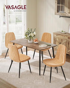 VASAGLE Dining Chairs, Set of 4 Dining Room Chairs, Metal Frame, Adjustable Feet, Easy to Clean, Glacier-Textured Synthetic Leather, for Kitchen, Caramel Brown UKDC188K01