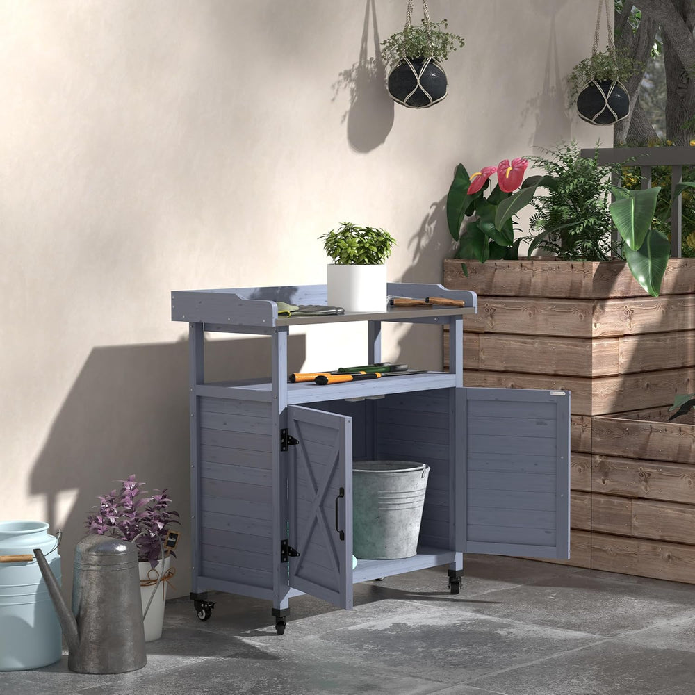 34" Rustic Freestanding Storage Chest, Accent Cabinets with Braked Wheel...