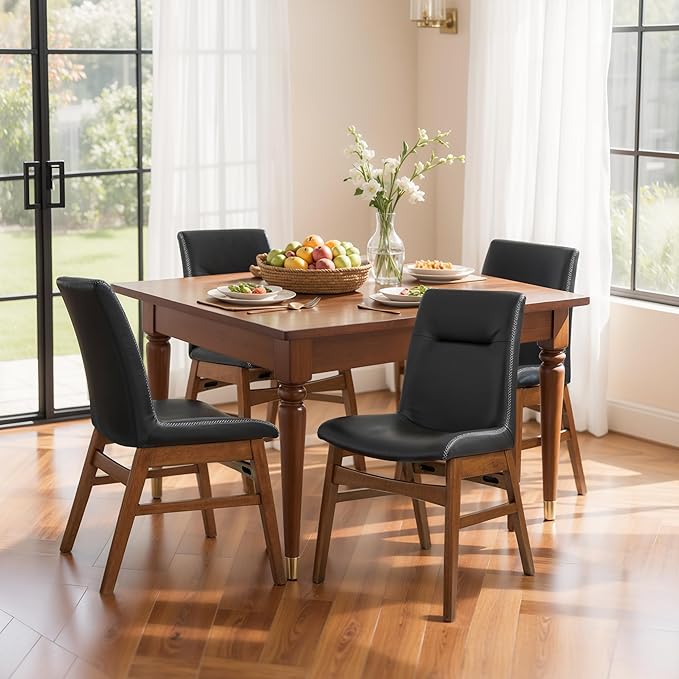 SyMax Dining Chairs Set of 2, Faux Leather Dining Room Chairs with Stitched E...