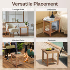 2-Tier Adirondack Side Table – Weather Resistant Wooden End Table, Rectangular Rustic Outdoor & Indoor Small Table for Patio, Garden, Lawn, Porch or Living Room (Natural)
