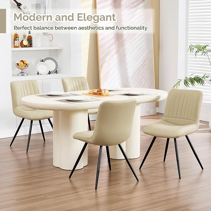 Dining Chairs Set of 8, Modern Dining Chairs with Thick Cushions, PU Leather ...