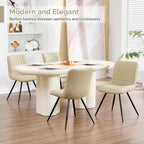 Dining Chairs Set of 8, Modern Dining Chairs with Thick Cushions, PU Leather Upholstered Kitchen Dining Room Chairs with Metal Legs for Dining Living Room (Khaki)