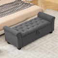 49" End of Bed Storage Bench for Bedroom, Upholstered Storage Ottoman | Easy Assembly with Instructions, Pet Friendly, Polyester Fabric Ottoman Bench for Bedroom, Living Room, Window, Entryway