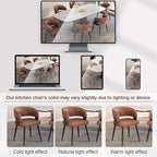 Modern Dining Chairs Set of 4, Upholstered Faux Leather Kitchen Side Chairs with Curved Open Back, Easy Assembly for Dining Room, Restaurant, Cafe, Brown