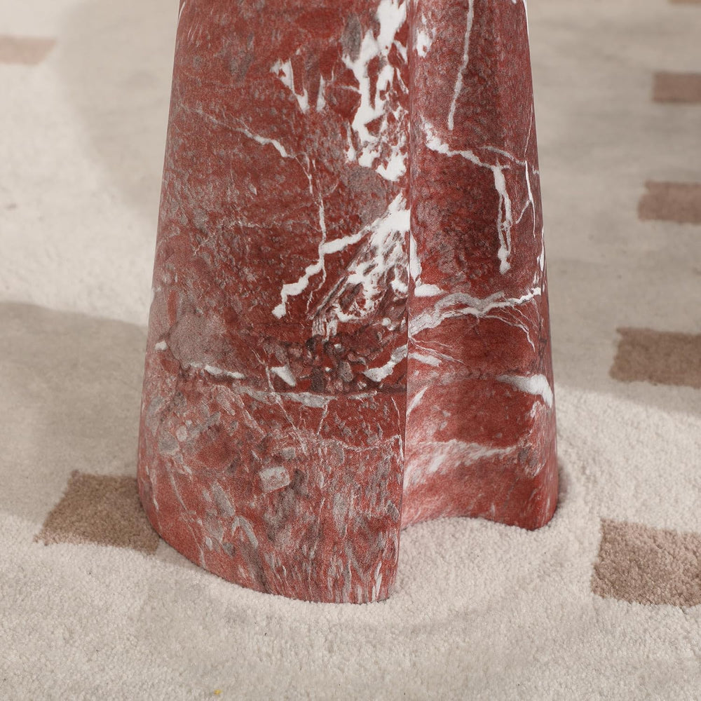 Modern Faux Marble Bedside Table for Living Room, 9" Round Stone Side Ta...