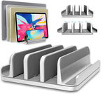 Adjustable Laptop Stand, 5 Slots, Aluminum Space-Saving, for Apple MacBook/Surface/Galaxy/Tablet/iPad/iPhone, Silver