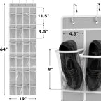 Simple Houseware 24 Pockets Clear Over the Door Shoe Organizer, Gray | 64" x 19", 4 Durable Metal Hooks, 4.3" x 9.5" Pocket Size, Multipurpose