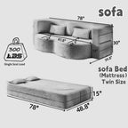 Convertible Folding Sofa Bed, 2-in-1 Full Size Floor Boneless Couch Bed, Loveseat Sleeper Couch, Teddy Floor Sofa, Memory Foam Sleeper SofaBed, Small couches for Small Spaces, No Assembly