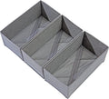 Sock Drawer Organizer Set of 3 Pack Gray, 11' Small Collapsible Fabric Underwear Dividers, Closet Foldable Dresser Storage Bins for Clothing