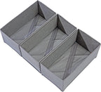 Sock Drawer Organizer Set of 3 Pack Gray, 11' Small Collapsible Fabric Underwear Dividers, Closet Foldable Dresser Storage Bins for Clothing