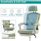 DUMOS Office Desk Chair with Footrest Ergonomic Gaming Chair for Adults Computer Mesh, Lumbar Support,Swivel Reclining with Headrest, Comfy Armrest for Home, Office, Work, Study, Light Green