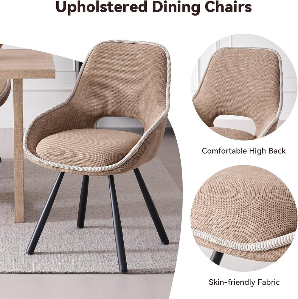 Dining Chair Set of 2, Upholstered 360° Swivel Chairs, Brown | Modern Dining ...