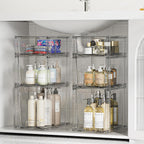 Vtopmart 3 Pack Clear Stackable Storage Drawers,Easy to Assemble Bathroom Organizers and Storage with handles,Plastic Drawers for Kitchen Pantry,Cabinet,Under Sink Organization