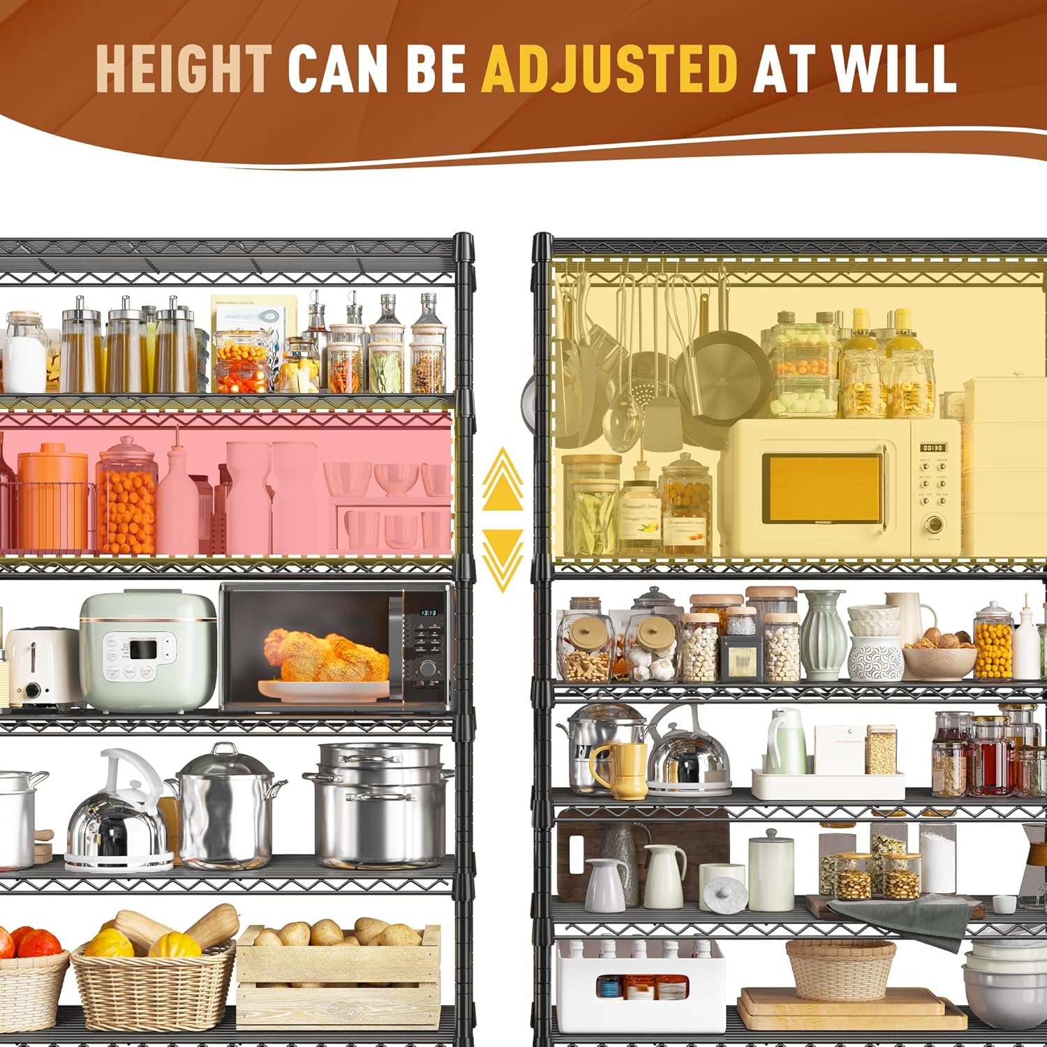 REIBII 71" H Metal Shelves 6 Tier Storage Shelves 1200LBS Adjustable Shelving Units and Wire Shelving Unit Storage Rack Shelf Metal Shelving, 71" H x 29" W x 14" D