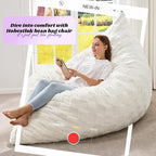 Hobestluk 3 in 1 Bean Bag Chair Giant Bean Bag Chairs for Adults with Plaid Cover Convertible Bean Bag Floor Cushion with Machine Washable Cover for Living Room (Plaid White)