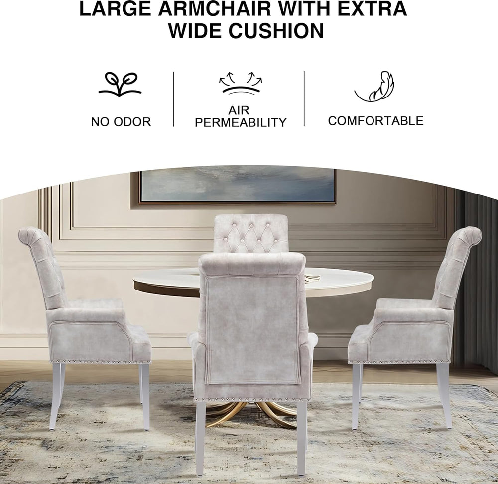 AODCHR Upholstered Velvet Accent Dining Chair, Elegant Tufted Dining Room Kit...