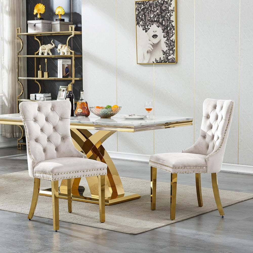 Luxury 7 Piece Dining Set, Modern 68.11" Faux Marble Dining Table with 6...