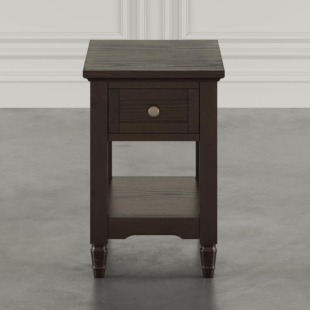 Brentwood Modern Transitional Chairside End Table with Drawer and Storage She...