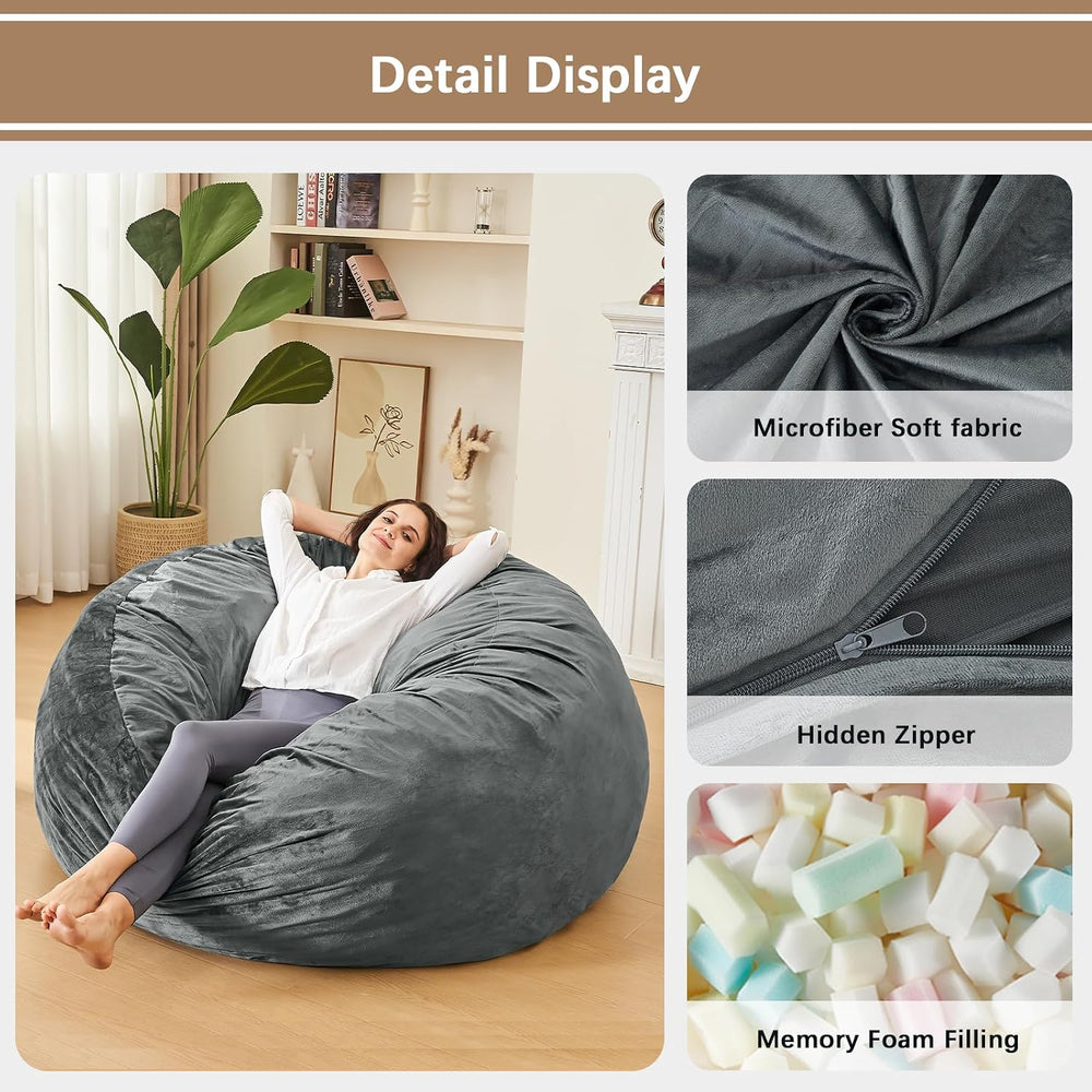 3 Feet Bean Bag Chair - BeanBag Chairs for Adults, Living Room Furniture Sofa...