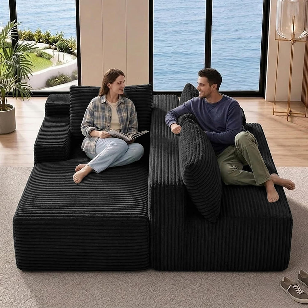 Boneless Couches for Living Room Sectional Cloud Couch Deep Seat Chaise
