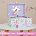 Jewelkeeper Musical Jewelry Box for Girls with Spinning Unicorn, Glitter Rainbow and Stars Design Music Box for Necklace, Earrings, and Accessories, Plays The Beautiful Dreamer Tune