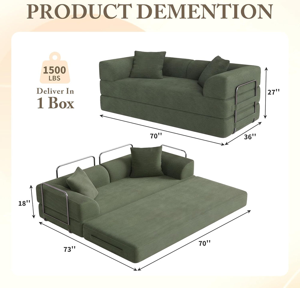Cloud Couch Futon Sofa Bed, 5-in-1 Convertible Sofa Bed Pull Out Couch Sleepe...