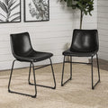 LEMBERI Faux Leather Dining Chairs Set of 2, 18 Inch Modern Kitchen & Dining Room Chairs with Backrest and Metal Legs, Comfortable Upholstered Seat