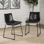LEMBERI Faux Leather Dining Chairs Set of 2, 18 Inch Modern Kitchen & Dining Room Chairs with Backrest and Metal Legs, Comfortable Upholstered Seat