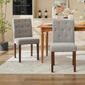 Upholstered Dining Chairs Set of 2, Button Tufted Parsons Chairs with Wood Legs and Padded Seat, Modern Fabric Side Chairs for Dining Room Kitchen Farmhouse Hotel, Gray