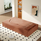 Convertible Folding Sofa Bed, 2-in-1 Full Size Floor Boneless Couch Bed, Loveseat sleeper Couch , Corduroy Floor Sofa, Memory Foam Sleeper SofaBed, Small couches for small spaces, No Assembly, Orange