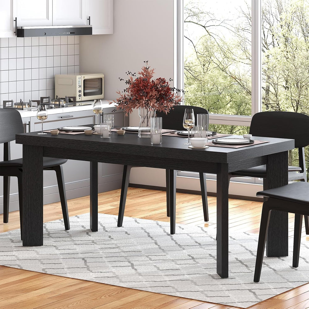 Bigbiglife 63 Inch Dining Table for 6, Indoor Outdoor Dining Table with Wood ...