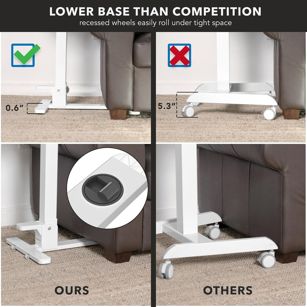 Mount-It! Overbed Table with Wheels, Folding Adjustable Height White