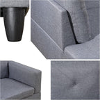 L-Shaped Sectional Sofa with Movable Chaise & Storage Ottoman, Lounge 3-Piece Modular Convertible Couches for Living Room, Apartment & Office, Grey