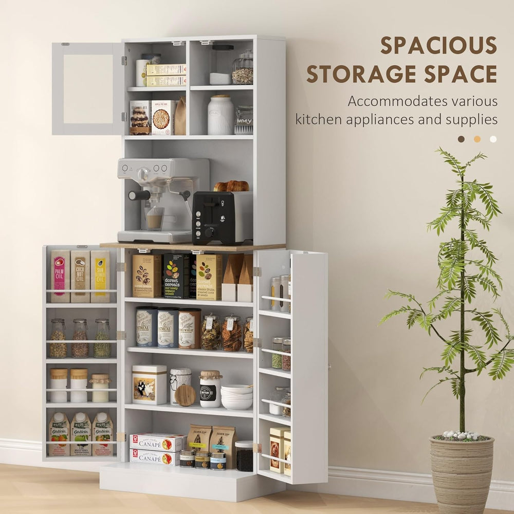 66.5" Pantry Cabinet with Microwave Stand,Freestanding Kitchen Storage C...
