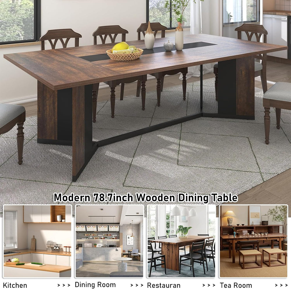 Hlivelood 78Inch Large Dining Table for 6 8 People,Wooden Rectangular Kitchen...