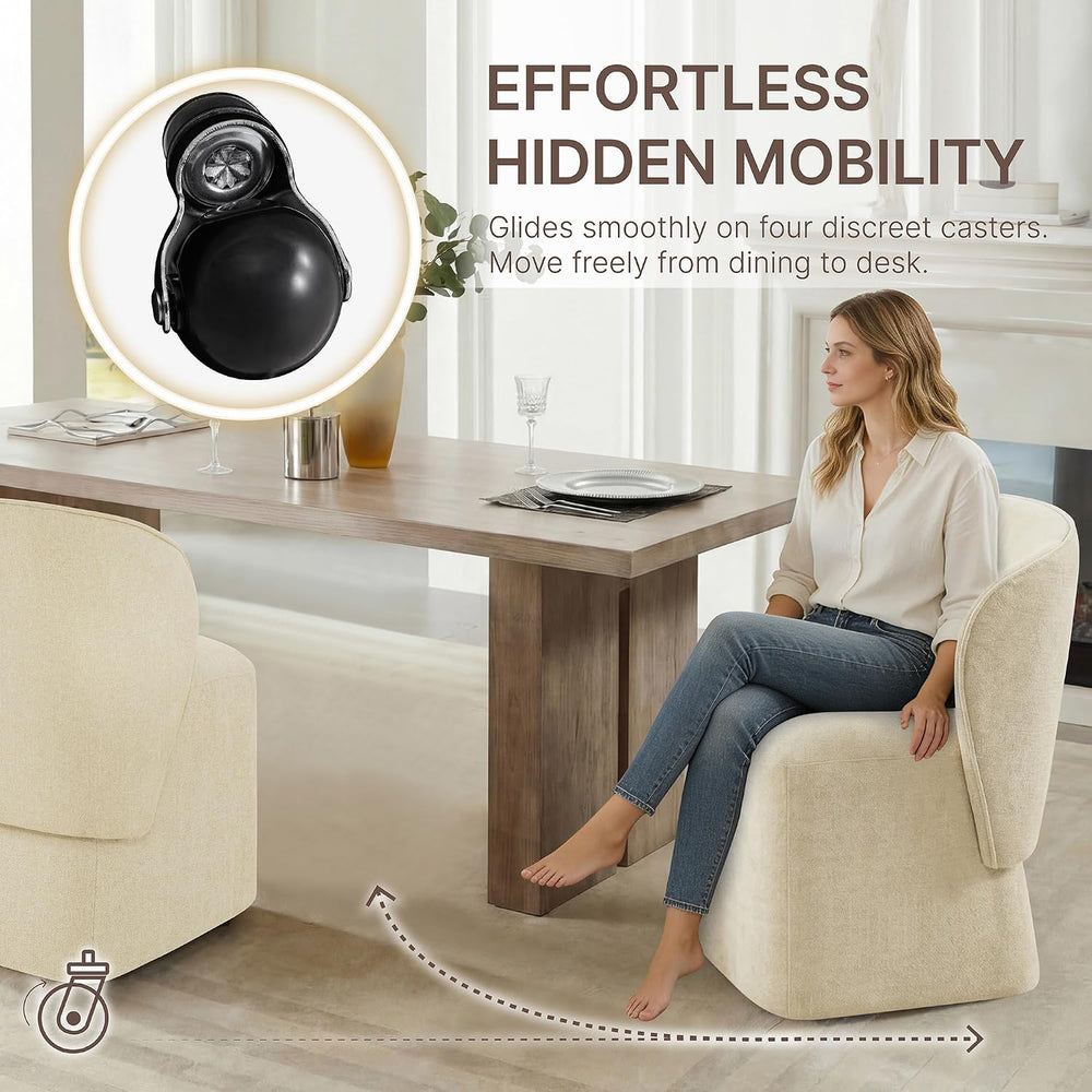 KISLOT Upholstered Dining Chairs with Wheels, Easy Assembly Stain Resistant F...