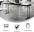 Flash Furniture Kathryn 6' Rectangular Plastic Folding Table, Long Plastic Foldable Table for Indoor/Outdoor Events, Black