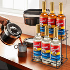 6 Bottle Coffee Syrup Organizer Coffee Syrup Rack for Coffee Bar Kitchen Small Wine Rack for Bar Family Storage for Syrup Wine Dressing