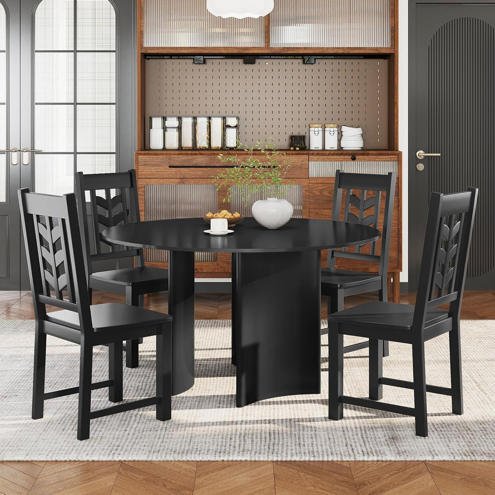 GOFLAME Wood Dining Chairs Set of 4, Modern Kitchen Side Chairs with Solid Ru...