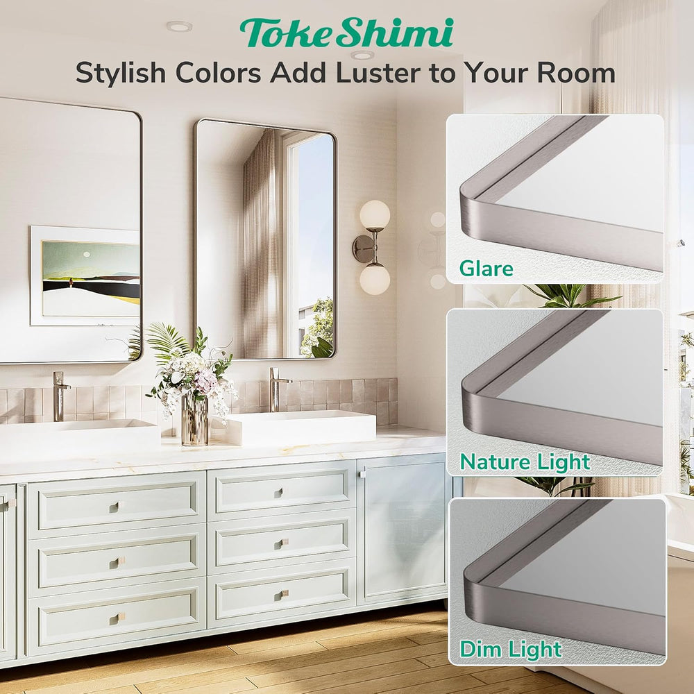 TokeShimi 48x24 Brushed Nickel Bathroom Mirror for Over Sink,Bathroom Rectang...