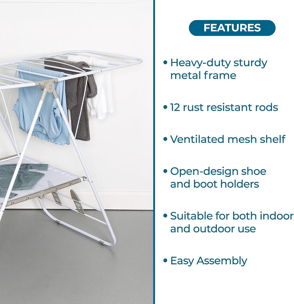 Honey-Can-Do Heavy-Duty Foldable Laundry Drying Rack – Portable Shoes & C...