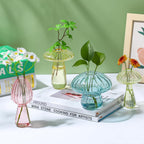 Mushroom Vase, Set of 6 Colored Flower Vase, Propagation Stations Vases, Small Bud Vases Home Decor Cute Glass Mushroom Planter for Room Office Decoration (Colorful)