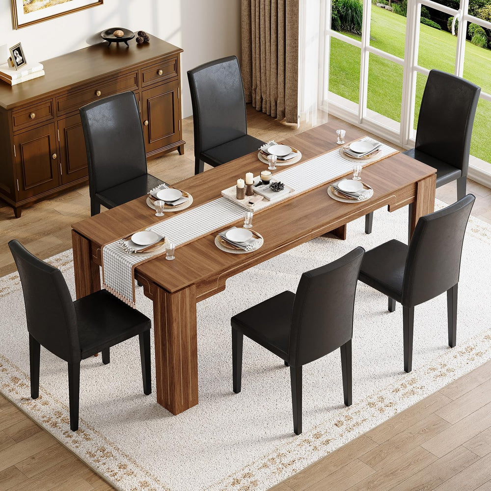 71" Wood Dining Table for 6-8, Large Rectangular Wood Grain Kitchen Dini...