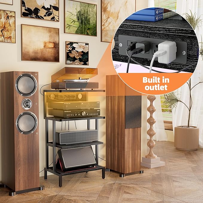 Aquzee Game Console Shelf, 4-Tier Video Gaming Consoles Stand with Outlet &am...