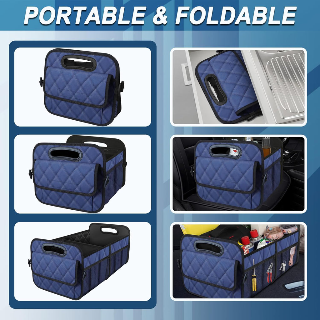 Deosk Car Trunk Organizer for SUV, Car Organizers and Storage with 6 Pocket, Car Accessories for Women/Men 70L Waterproof Polyester Trunk Organizer(Large, Navy Blue)
